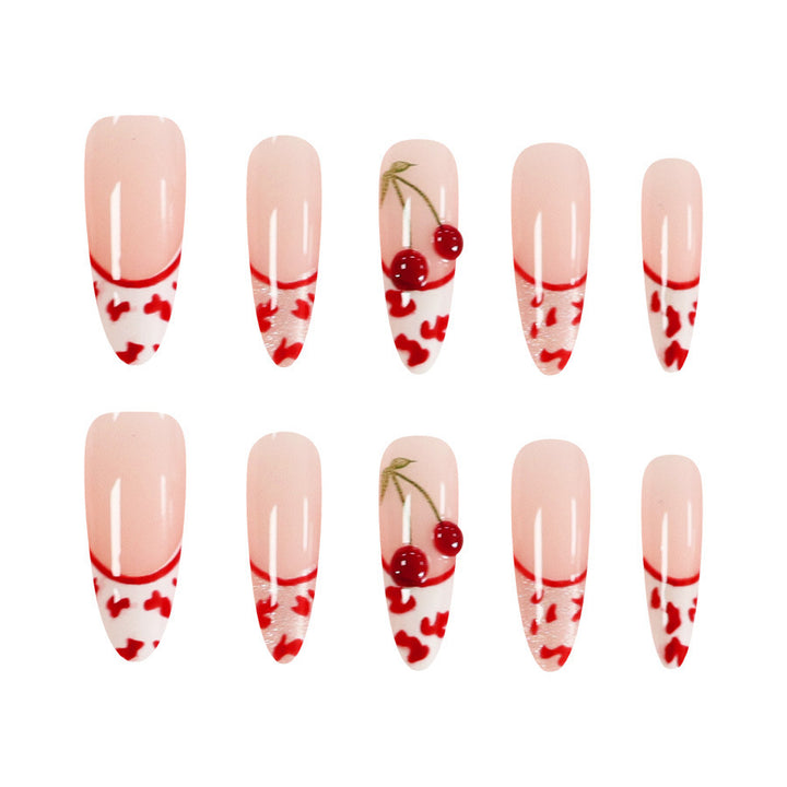 Cherry red leopard print three-dimensional relief cat-eye nail polish