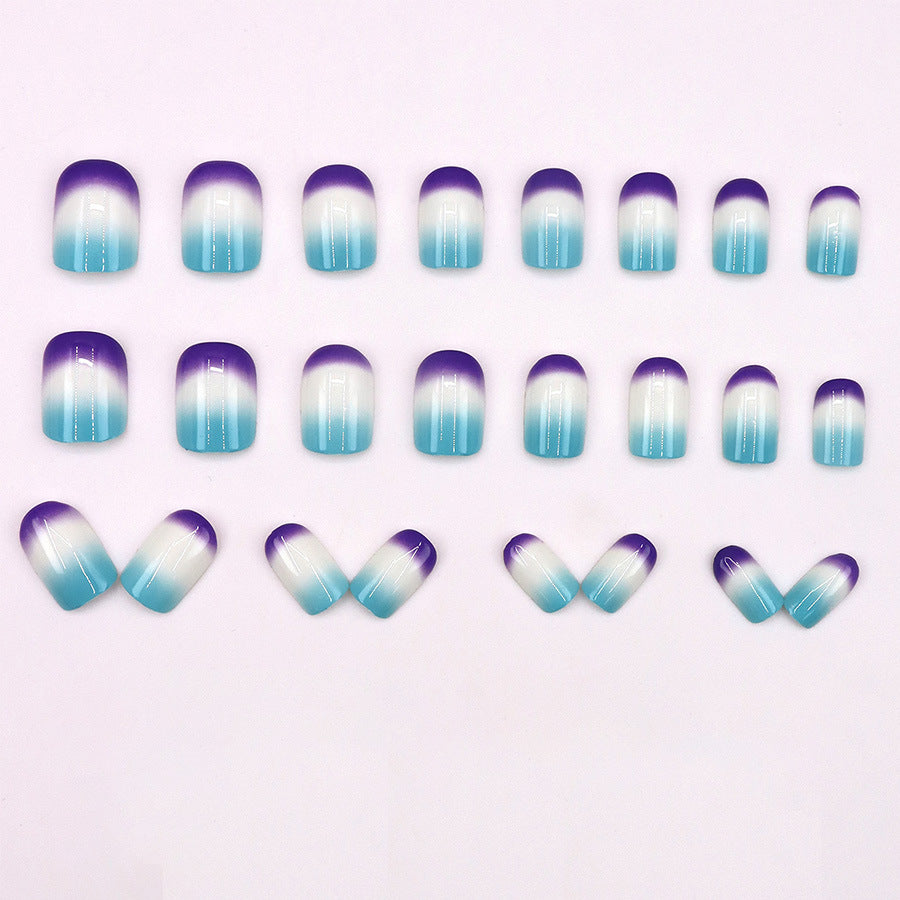 Fashion blue and purple gradient nail stickers - trendy nail art inspired by the "In Style" trend