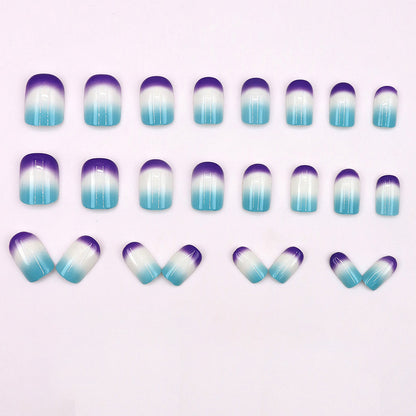 Fashion blue and purple gradient nail stickers - trendy nail art inspired by the "In Style" trend