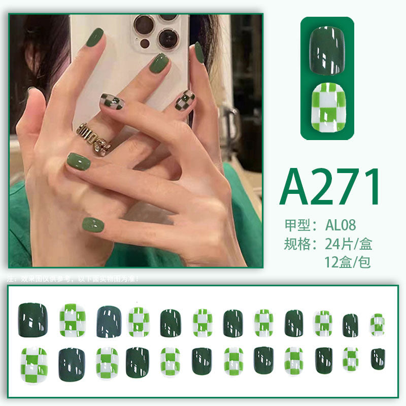 Green checkered nail polish