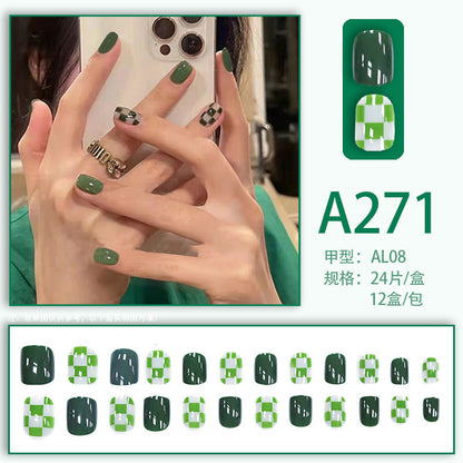 Green checkered nail polish