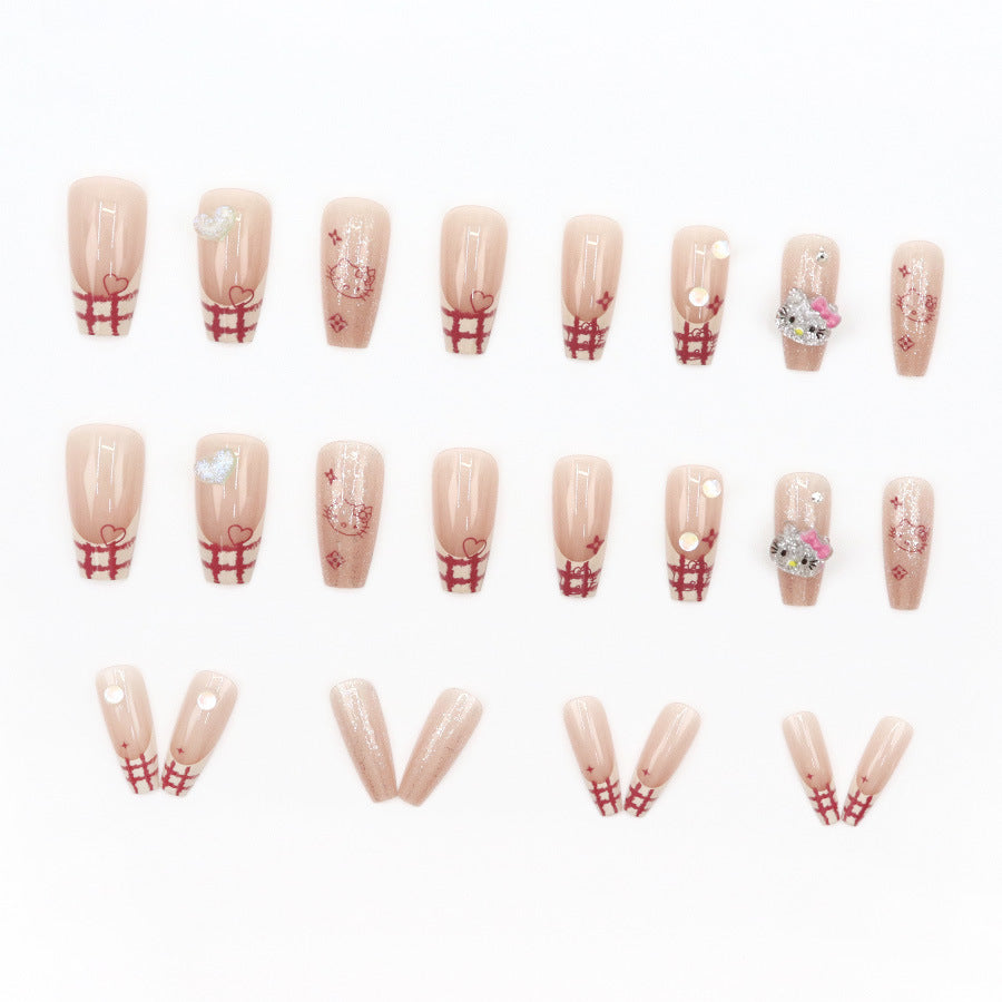 Cute three-dimensional cat patterned with polka dots, crystal, small dewdrops, sweet and cool.