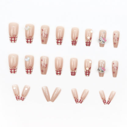 Cute three-dimensional cat patterned with polka dots, crystal, small dewdrops, sweet and cool.