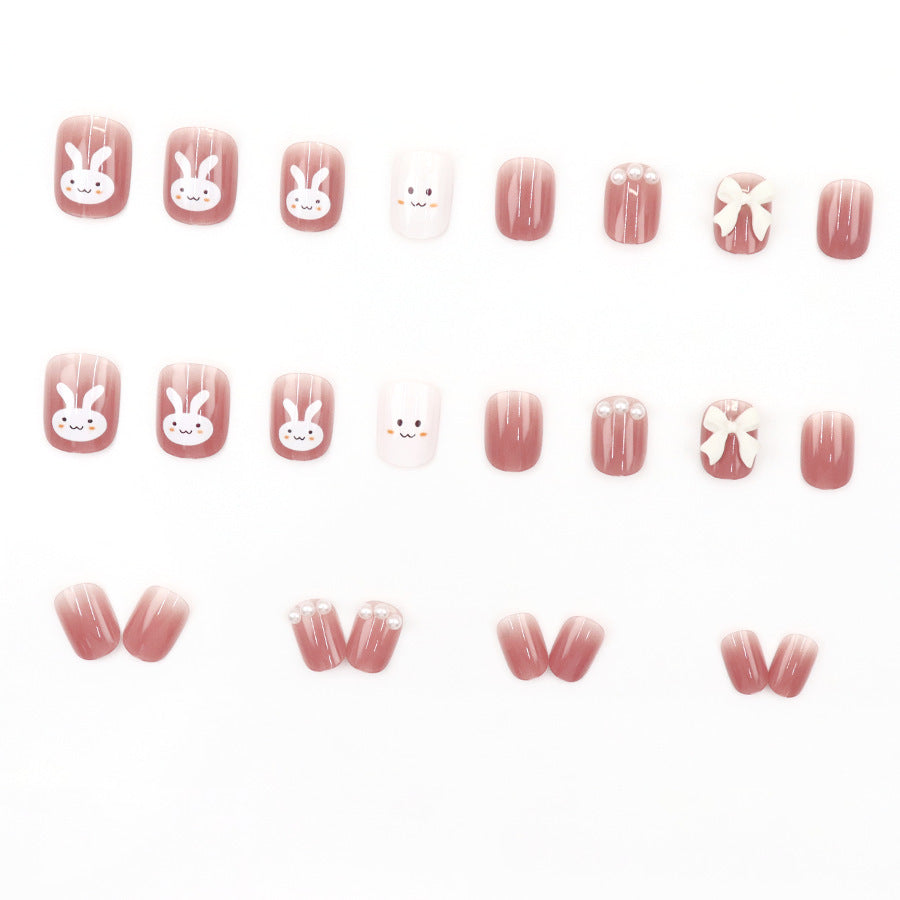 Red rabbit cute DIY nail art style