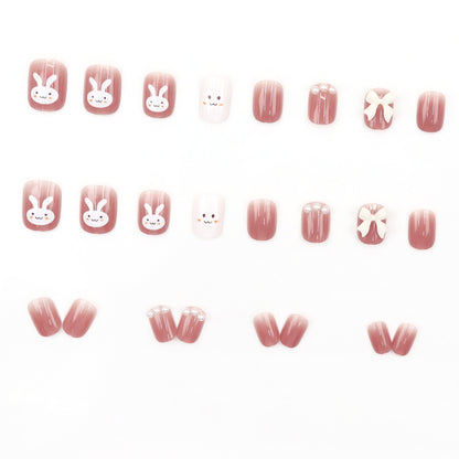 Red rabbit cute DIY nail art style