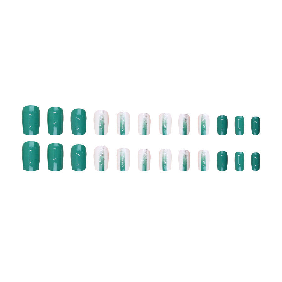 Green gradient shimmer powder gradient elegant and lively nail art