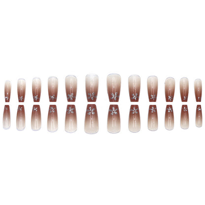 Bare color ice-transparent pearl small flower sophisticated manicure