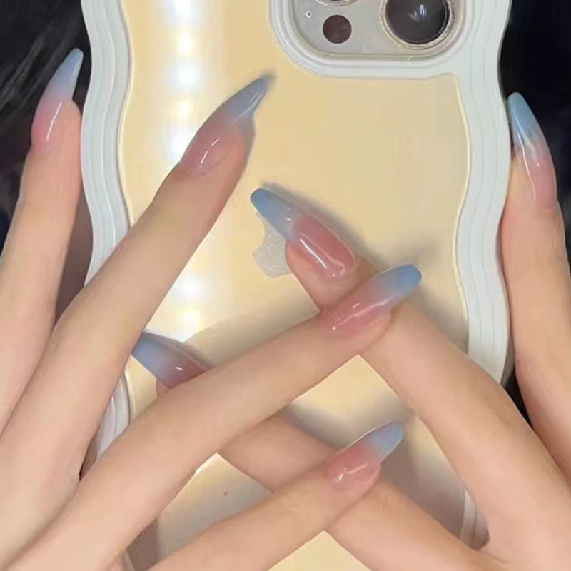 Blue and pink gradient nail polish