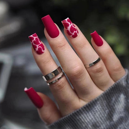 Hot girl cool style red heart accessory for nails