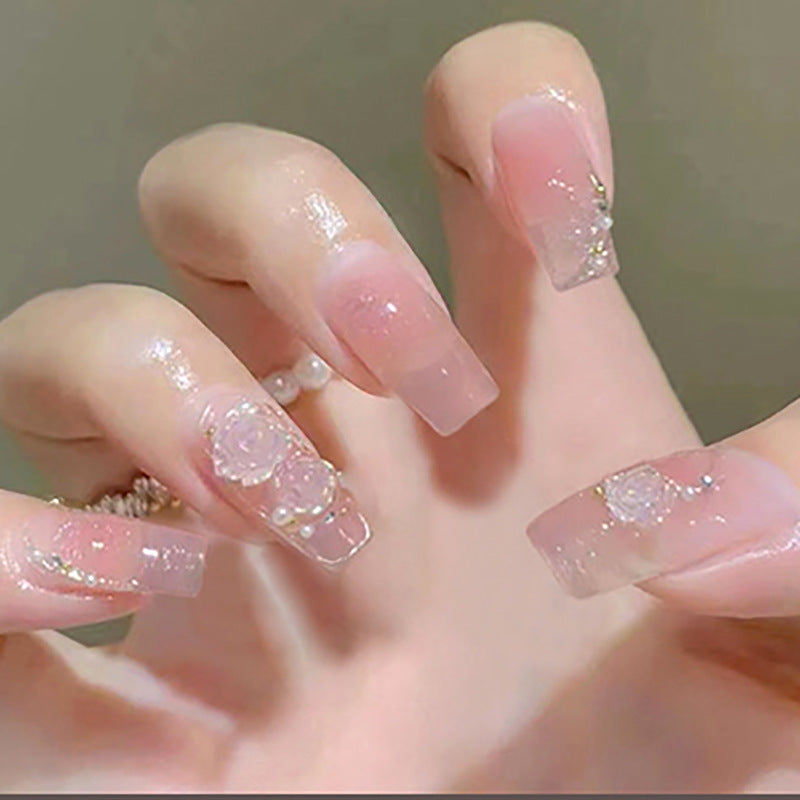 Three-dimensional Camellia Flower Nail Art