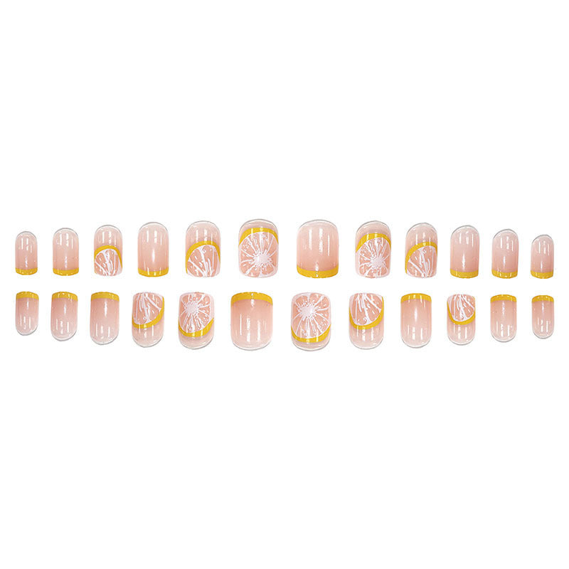 Personalized lemon-colored simple and cute nail art