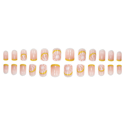 Personalized lemon-colored simple and cute nail art
