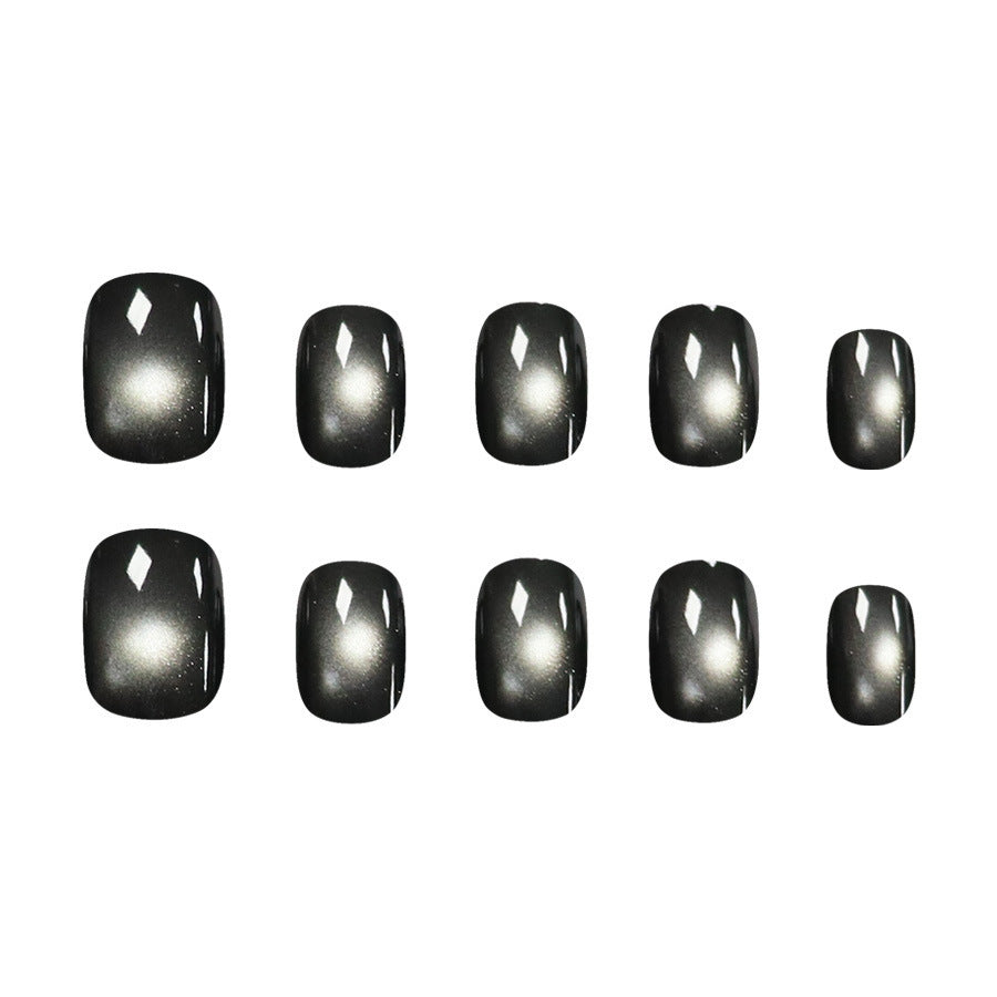 Black crystal glass bead cat-eye nail polish