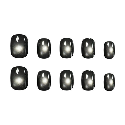 Black crystal glass bead cat-eye nail polish