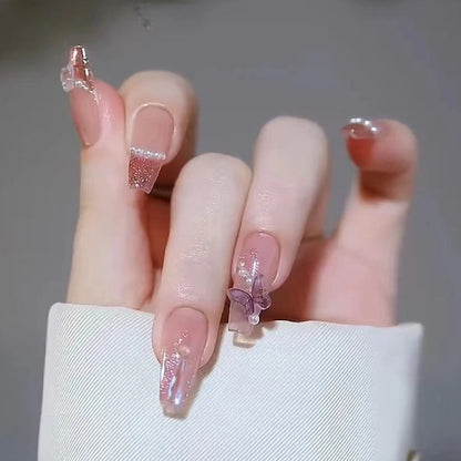 Butterfly Heart-shaped Pearl Nail Art