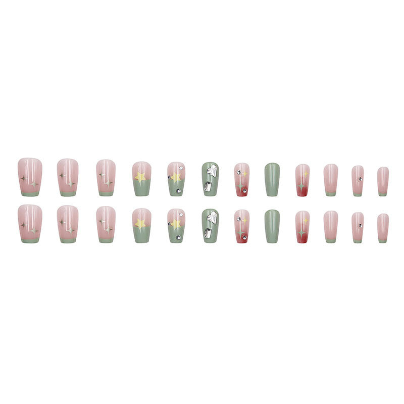 Dopamine Girl Star Heart Nail Art