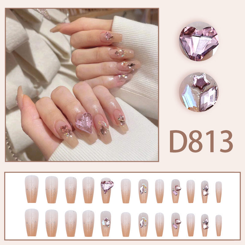 Starlight temperament heart-shaped burst diamond style manicure