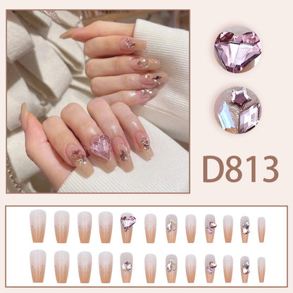 Starlight temperament heart-shaped burst diamond style manicure