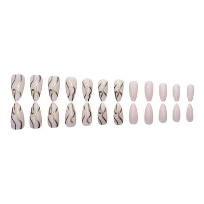 Fashionable and unique ripple glitter pink almond-shaped nail art
