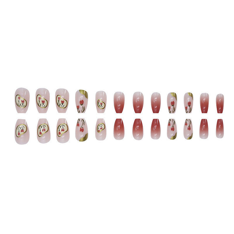 Fashionable and simple long-handled rose nail art