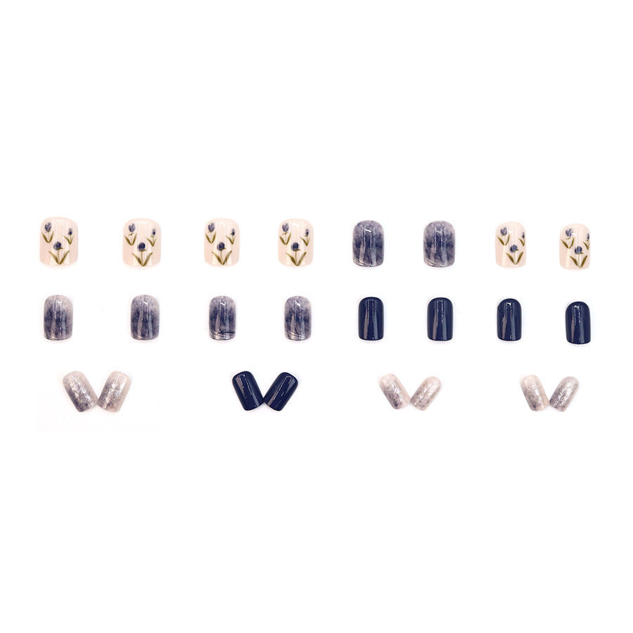 Camellia Glacier Blue Gradient Nail Art