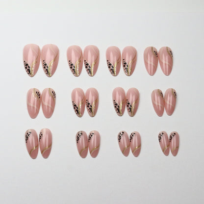 Leopard print French-style hot girl Instagram style almond-shaped nail polish