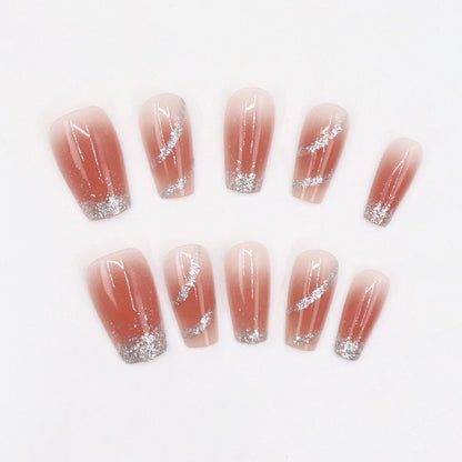 Red diagonal line glitter nail polish