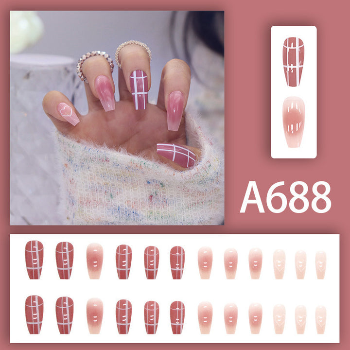 Love Heart Grid Nail Art