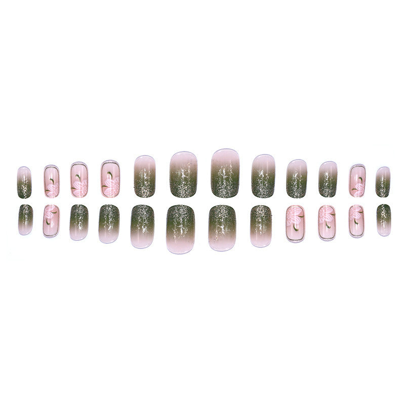 Green Camellia Nail Art