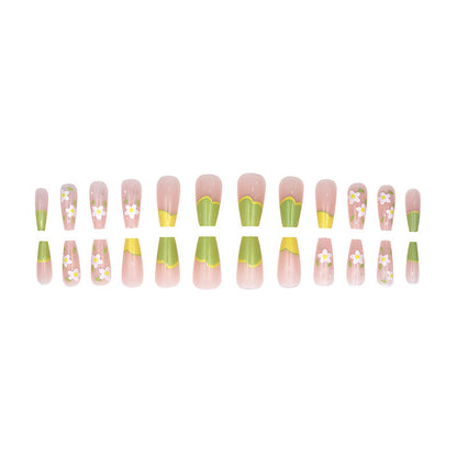 Floral, creamy, yellow, tender, green, sweet, adorn the nails