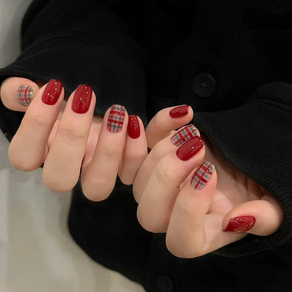 Vintage red and blue checkered nail polish