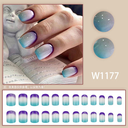 Fashion blue and purple gradient nail stickers - trendy nail art inspired by the "In Style" trend