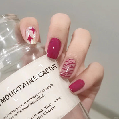Wild berry red sweet spicy girl manicure