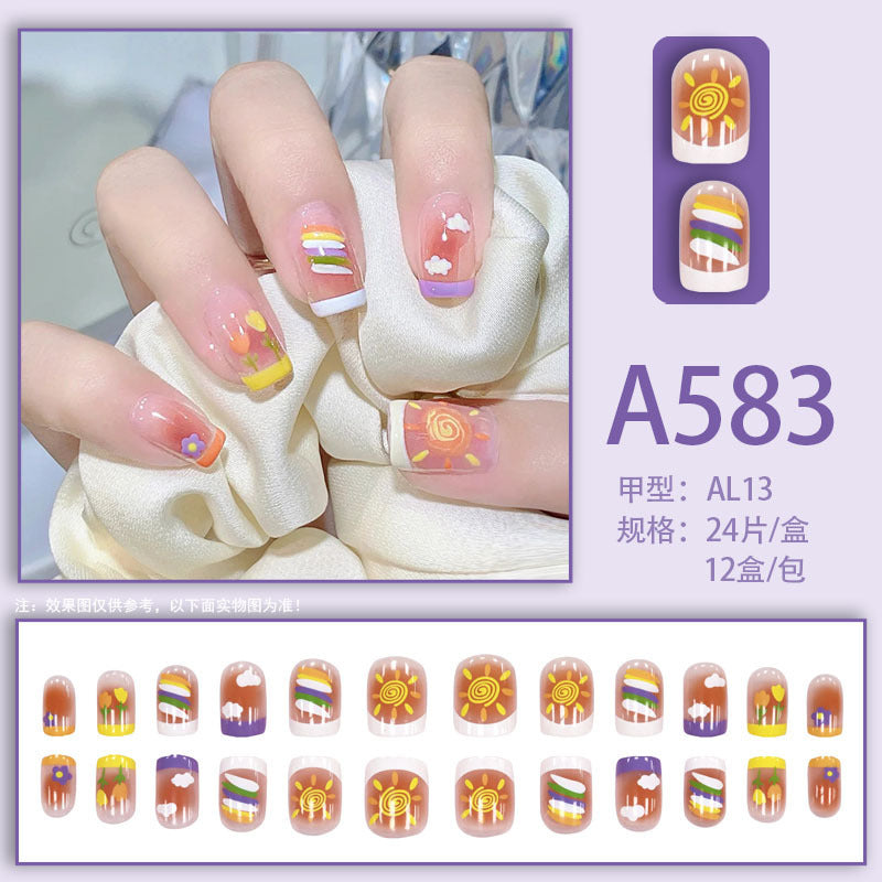 Fashionable, elegant and simple rainbow series manicure