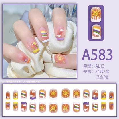 Fashionable, elegant and simple rainbow series manicure