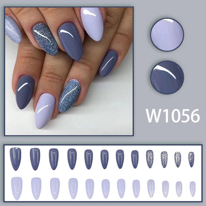 Matte purple glitter nail polish