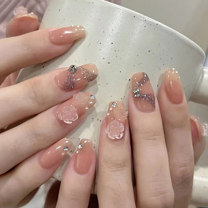 High-end three-dimensional large-sized camellia nail art