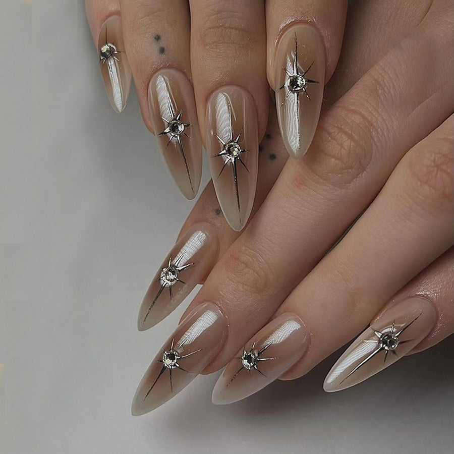 Sexy hot girl shining with sparkling diamonds and stylish nail art
