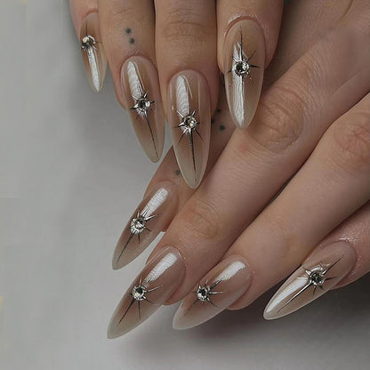 Sexy hot girl shining with sparkling diamonds and stylish nail art