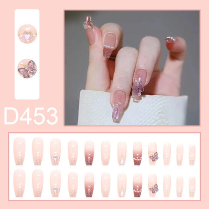 Butterfly Heart-shaped Pearl Nail Art