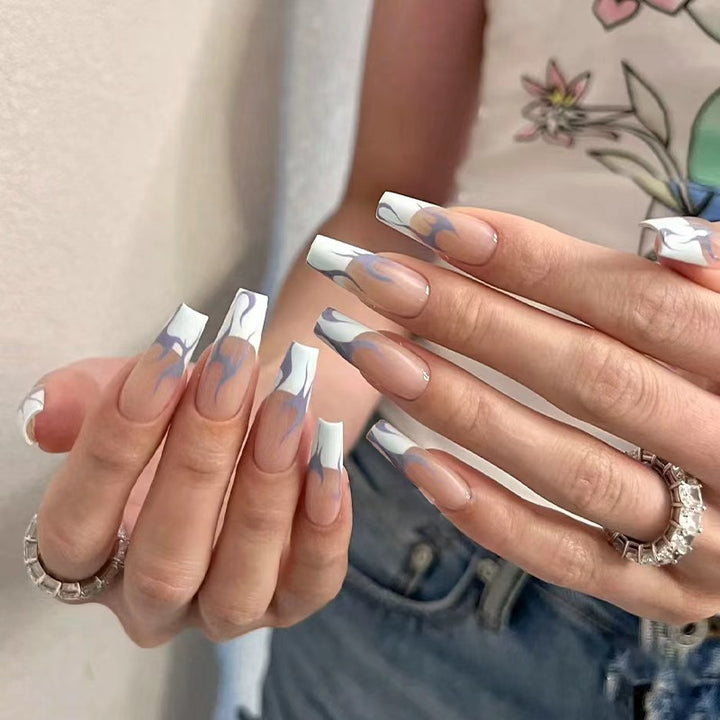 Sweet and cool girl flame-patterned nail art
