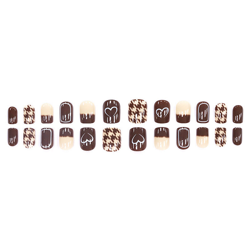 Brown heart patterned nail stickers