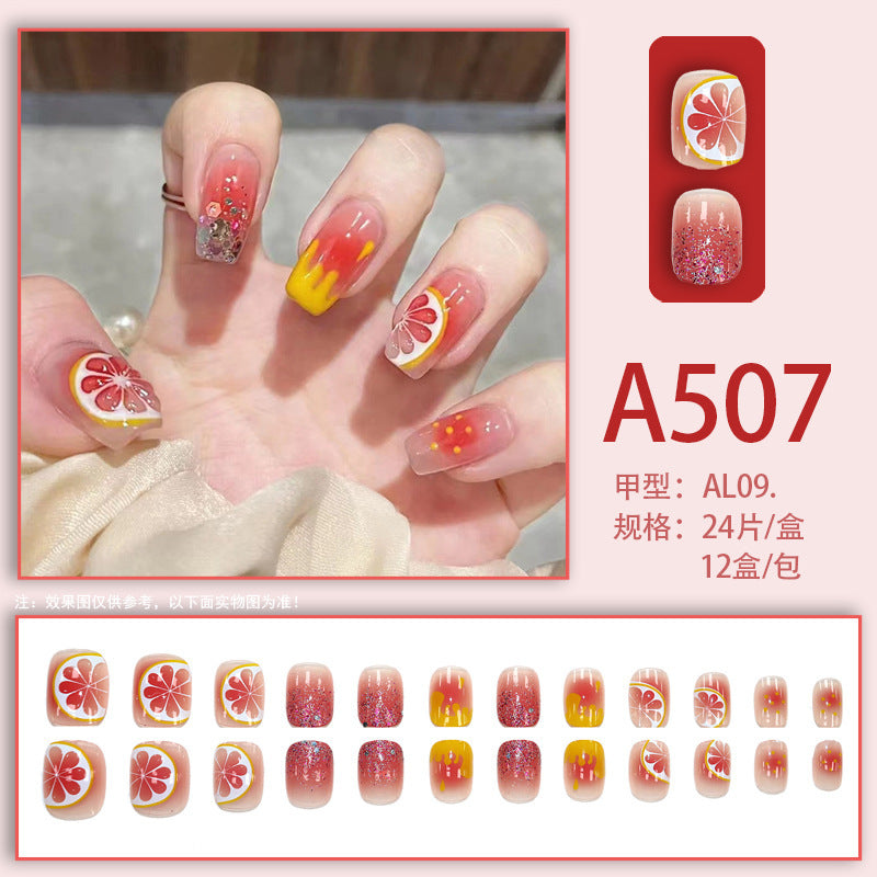 Red lemon manicure