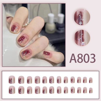 Cherry two-tone shading minimalist nail wear