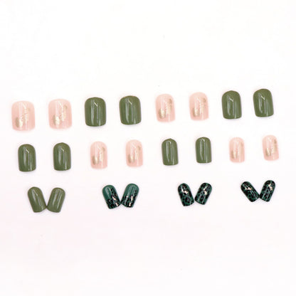 Green leopard print fashionable gold foil personalized nail art