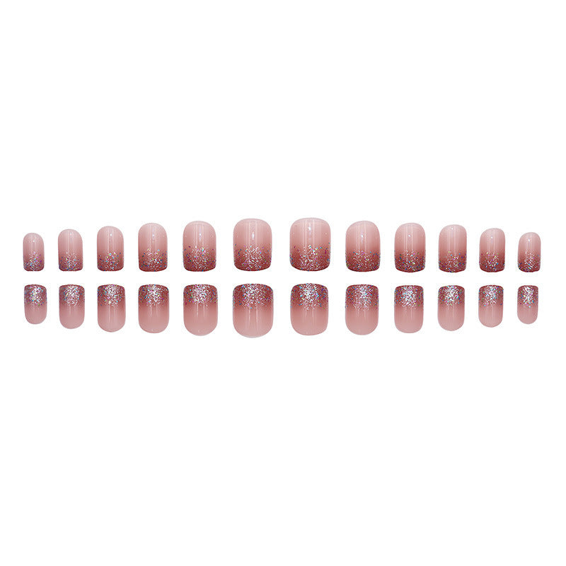 Pink glitter powder girl high-end manicure