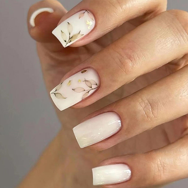 Ins-style elegant leaf-shaped high-end manicure