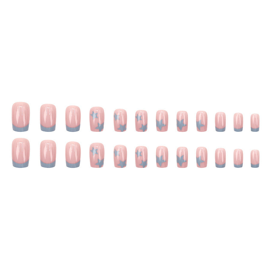 Young girl, pink stars, cute and beautiful nails
