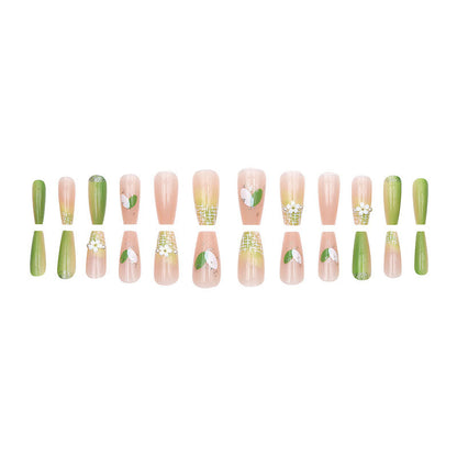 Long-style autumn-winter soft green "inspiration" manicure