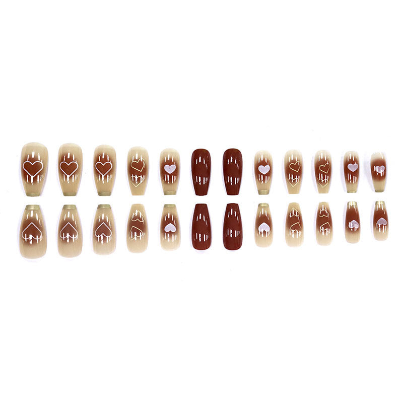 Red heart long-style nail polish